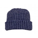 Navy Acrylic with Natural Wool hat
